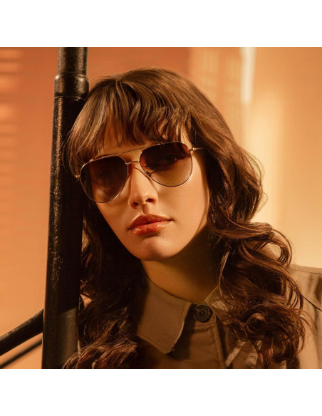 Gafas de Sol Aviador Polarizadas Bolon Titanio Oro Claro