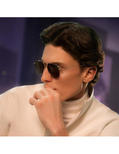 Gafas de Sol Aviador Polarizadas Bolon Titanio Oro Claro