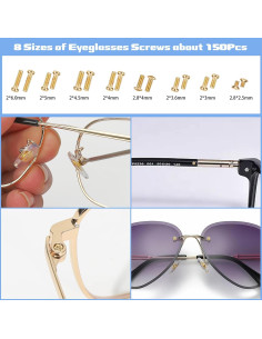 Kit de Reparación de Gafas AccEncyc Dorado con Tornillos y Destornilladores 2