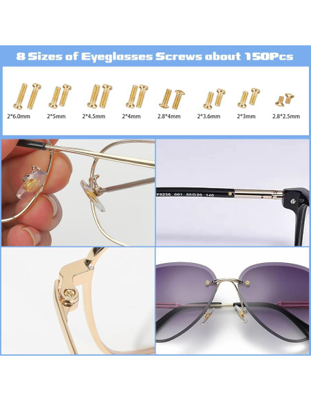 Kit de Reparación de Gafas AccEncyc Dorado con Tornillos y Destornilladores