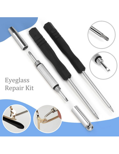 Kit de Reparación de Gafas AccEncyc Dorado con Tornillos y Destornilladores