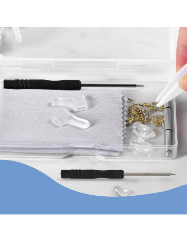 Kit de Reparación de Gafas AccEncyc Dorado con Tornillos y Destornilladores
