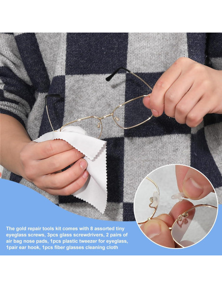 Kit de Reparación de Gafas AccEncyc Dorado con Tornillos y Destornilladores