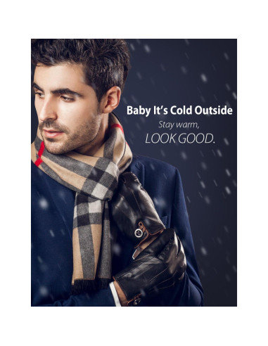 Guantes de Cuero de Cordero YISEVEN para Hombre Táctiles