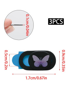 Cubierta de Privacidad Webcam Ultra Delgada Yinluluna 3 Pcs Mariposa 2