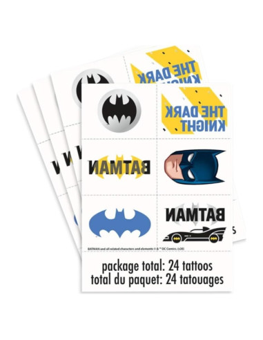 Tatuajes Temporales Multicolor Batman - Paquete 24 Unidades