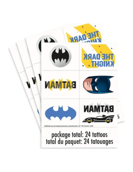 Tatuajes Temporales Multicolor Batman - Paquete 24 Unidades