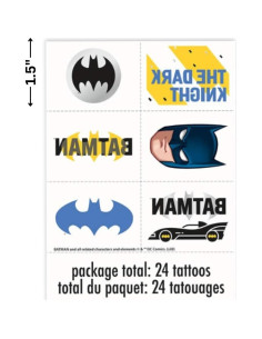 Tatuajes Temporales Multicolor Batman - Paquete 24 Unidades 2
