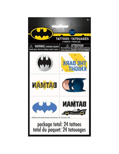 Tatuajes Temporales Multicolor Batman - Paquete 24 Unidades
