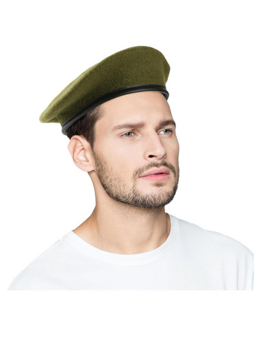 Gorro Beret Militar de Lana Verde Ejército Ajustable