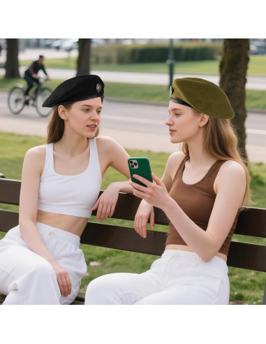 Gorro Beret Militar de Lana Verde Ejército Ajustable