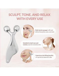 Rodillo Facial 2-en-1 y Gua Sha WEBOMTIME - Masajeador Refrigerante 2