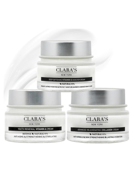 Set de Crema Facial Clara's New York: Retinol, Colágeno y Vitamina E 50ml