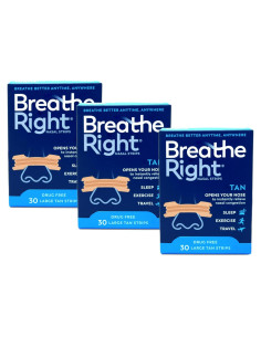 Tiras Nasales Breathe Right Original Beige Grande 30 Unidades