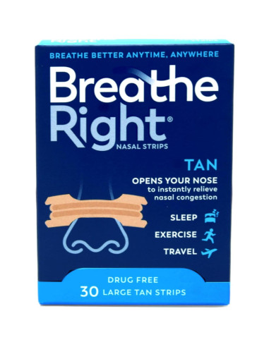 Tiras Nasales Breathe Right Original Beige Grande 30 Unidades