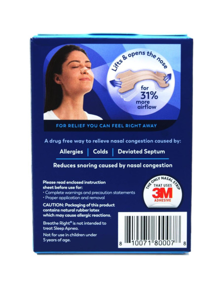 Tiras Nasales Breathe Right Original Beige Grande 30 Unidades