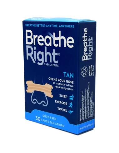 Tiras Nasales Breathe Right Original Beige Grande 30 Unidades