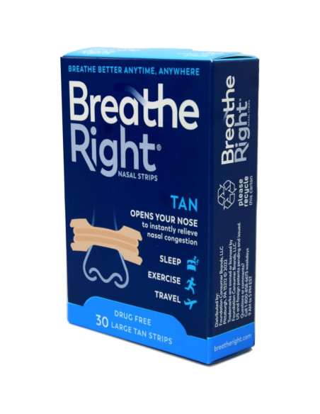 Tiras Nasales Breathe Right Original Beige Grande 30 Unidades