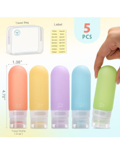 Set de Botellas de Viaje Silicona Yahaa 3oz Aprobadas por TSA 2