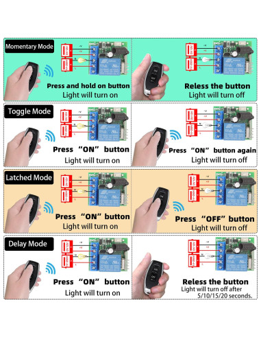 Interruptor Remoto Inalámbrico DieseRC 12V 1CH RF 433Mhz