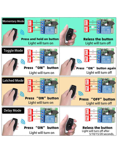 Interruptor Remoto Inalámbrico DieseRC 12V 1CH RF 433Mhz