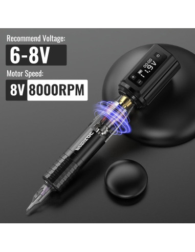 Kit de Tatuaje Inalámbrico Padieoe con 20 Agujas y Batería 1200mAh