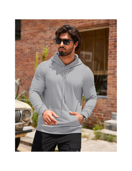 Sudadera con Capucha COOFANDY para Hombre Gris Claro Mediana