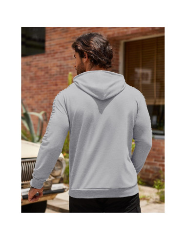 Sudadera con Capucha COOFANDY para Hombre Gris Claro Mediana
