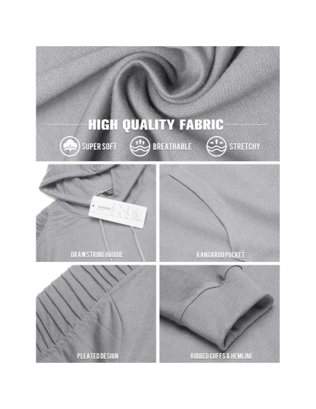 Sudadera con Capucha COOFANDY para Hombre Gris Claro Mediana