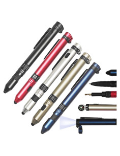 Bolígrafo Multifuncional LED Genérico con Brújula - 5 Pcs