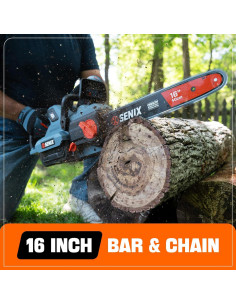 Motosierra Eléctrica Inalámbrica SENIX 60V 16" con Batería 4Ah 2