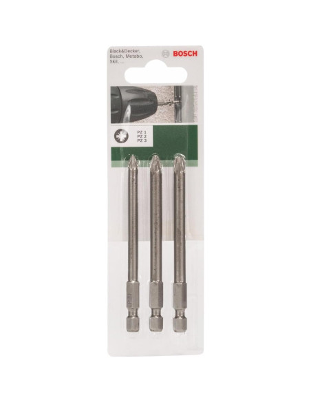 Juego de Puntas de Destornillador Bosch 3 Piezas Titanio 89mm