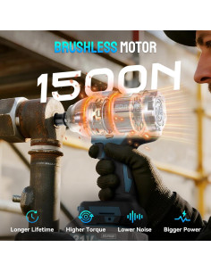 Llave de impacto inalámbrica BDJHMP 1500 N.m sin batería 2