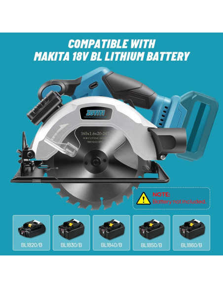 Sierra Circular Inalámbrica ZUYIYI 18V 4500RPM 165.1mm