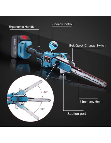 Lijadora de Banda Inalámbrica XIIW 18V Sin Escobillas 6 Velocidades