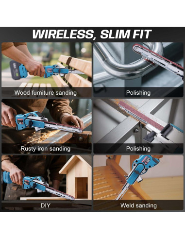 Lijadora de Banda Inalámbrica XIIW 18V Sin Escobillas 6 Velocidades