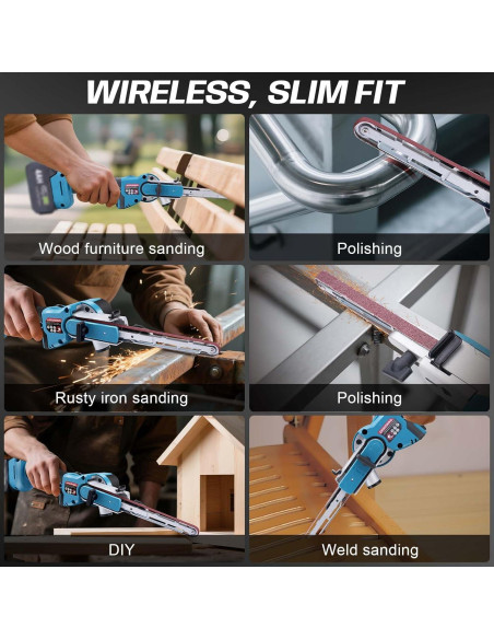 Lijadora de Banda Inalámbrica XIIW 18V Sin Escobillas 6 Velocidades