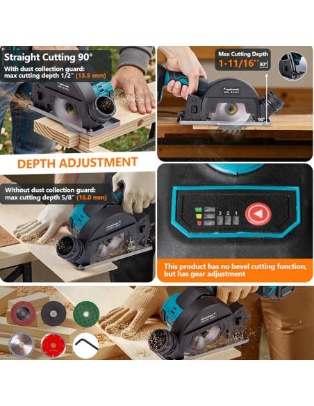 Sierra Circular Inalámbrica 4" Heimerdinger 18V 2-en-1