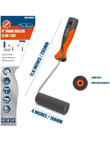 Paquete de 10 Rodillos de Pintura de Espuma 4" Pinstone