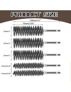 5 Piezas Cepillo de Acero Inoxidable Lehood 15mm 25mm 2