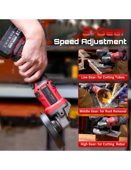 Amoladora Angular Inalámbrica Avhrit 21V 800W 3 Velocidades