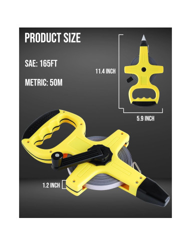 Cinta Métrica Lichamp 50M de Acero Reforzado para Ingenieros