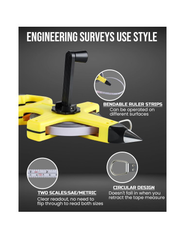 Cinta Métrica Lichamp 50M de Acero Reforzado para Ingenieros