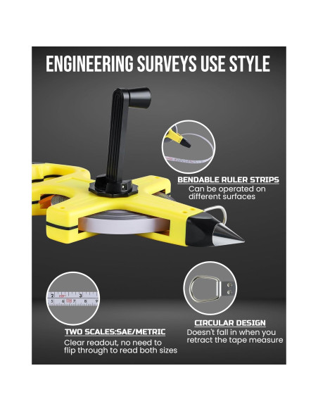 Cinta Métrica Lichamp 50M de Acero Reforzado para Ingenieros