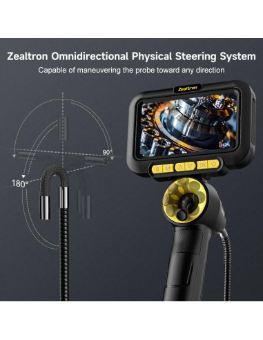 Borescopio Articulado 360 Zealtron 5" HD 6.2mm Luz