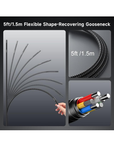 Borescopio Articulado 360 Zealtron 5" HD 6.2mm Luz