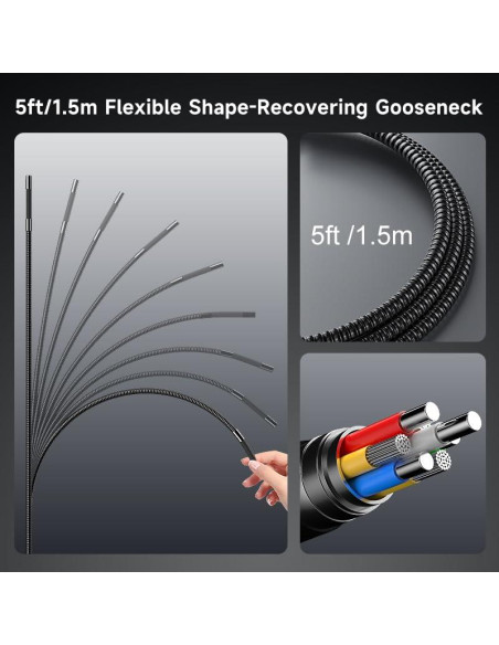 Borescopio Articulado 360 Zealtron 5" HD 6.2mm Luz