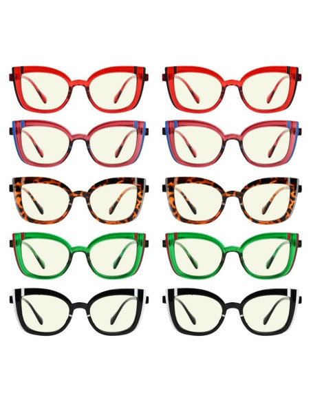 Gafas de Lectura CessBlu 10 Paquetes Coloridas UV400 Mujeres