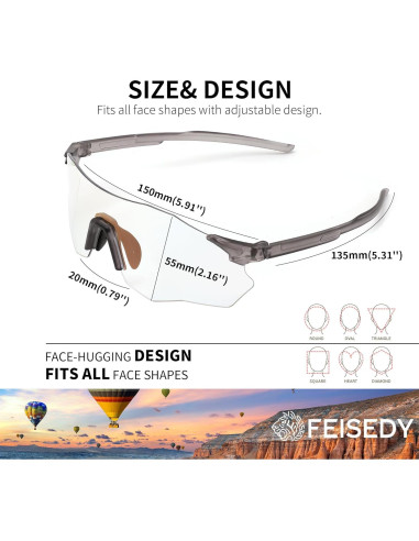 Gafas de Ciclismo Fotoquímicas FEISEDY UV para Adultos