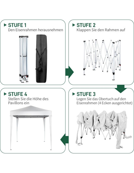 Carpa Gazebo Portátil Gearvato 2x2m Impermeable Blanca